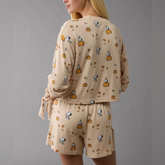 AE Peanuts Fall Pumpkin Plush PJ Set Size Small - Picture 5 of 6